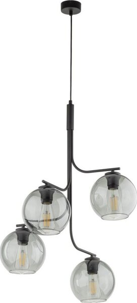 Luster na lanku CESAR 4xE27/15W/230V čierna/dymová sivá