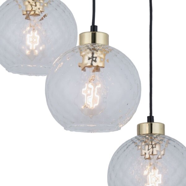 LED luster na lanku DEVON 3xE27/15W/230V čierna/číra