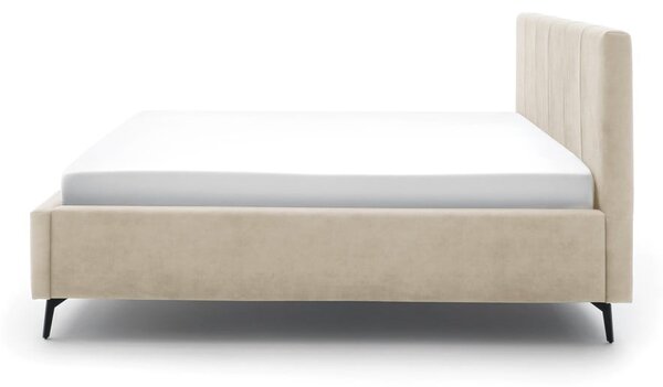 Béžová čalúnená dvojlôžková posteľ s úložným priestorom s roštom 180x200 cm Lizzano – Meise Möbel