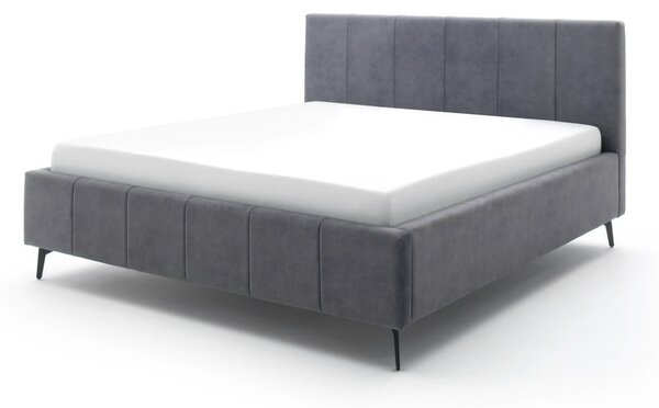 Antracitová čalúnená dvojlôžková posteľ s úložným priestorom s roštom 180x200 cm Lizzano – Meise Möbel