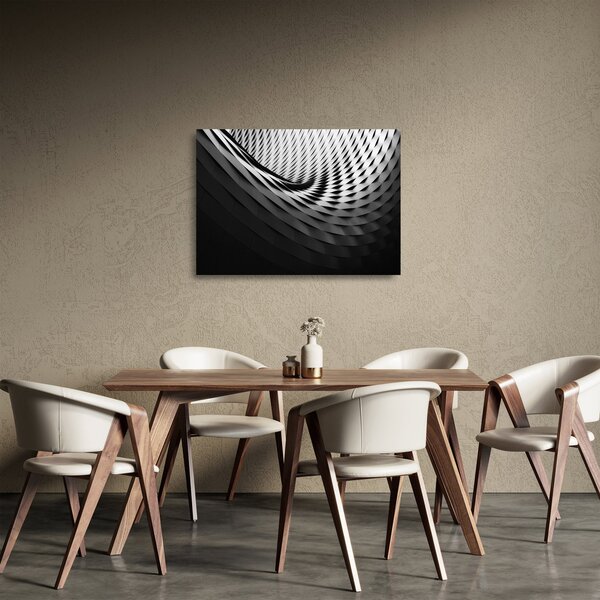 Abstraktný sklenený obraz - čiernobiela špirála (70x50 cm)