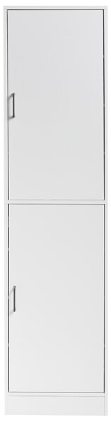 Vysoká skrinka na topánky biela drevotrieska 43 x 40 x 170 cm s priehradkami na 12 párov topánok moderný minimalistický štýl predsieň