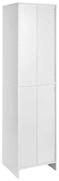 Vysoká skrinka na topánky biela drevotrieska 43 x 40 x 170 cm s priehradkami na 12 párov topánok moderný minimalistický štýl predsieň