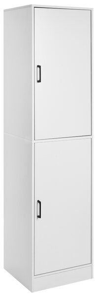 Vysoká skrinka na topánky biela drevotrieska 43 x 40 x 170 cm s priehradkami na 12 párov topánok moderný minimalistický štýl predsieň
