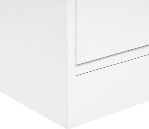 Vysoká skrinka na topánky biela drevotrieska 43 x 40 x 170 cm s priehradkami na 12 párov topánok moderný minimalistický štýl predsieň