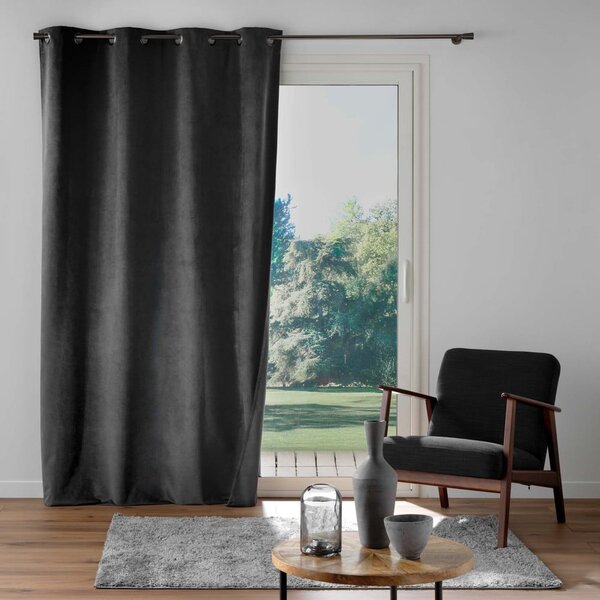 Antracitový zamatový záves 140x260 cm Olympe – douceur d'intérieur