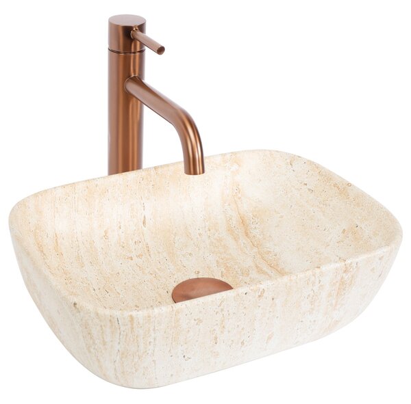 Umývadlo na dosku REA BELINDA MINI TRAVERTINE MATT