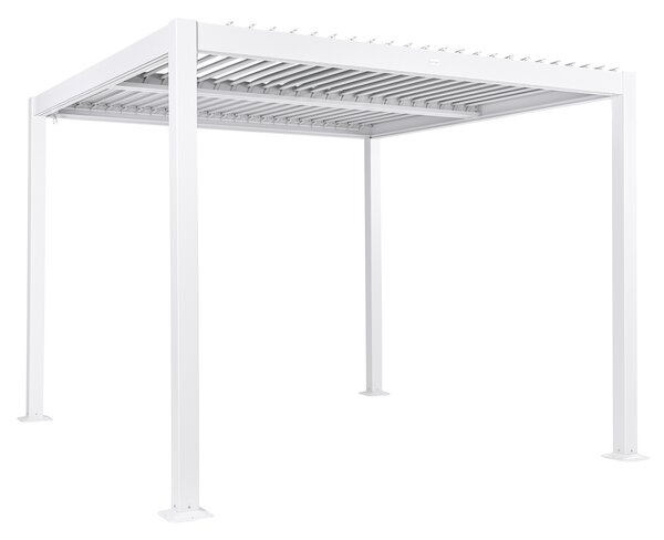 Pergola biela kov hliníkový rám tienidlo 310 x 310 cm altánok moderný industriálny štýl záhrada
