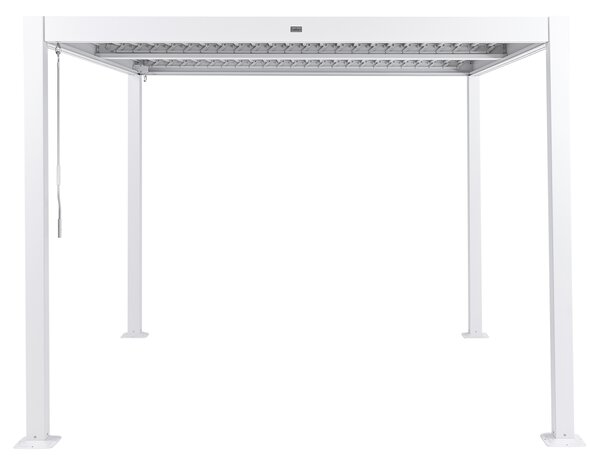 Pergola biela kov hliníkový rám tienidlo 310 x 310 cm altánok moderný industriálny štýl záhrada