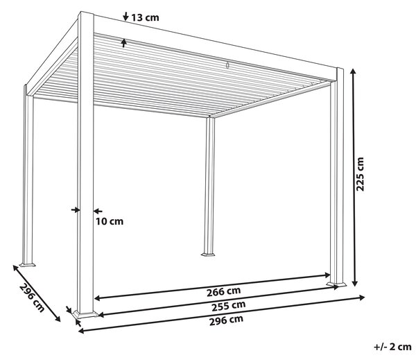 Pergola biela kov hliníkový rám tienidlo 310 x 310 cm altánok moderný industriálny štýl záhrada