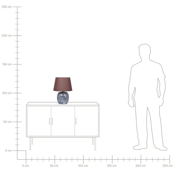 Stolná lampa hnedá a modrá porcelánový podstavec ľanové tienidlo 46 cm moderný štýl obývacia izba spálňa