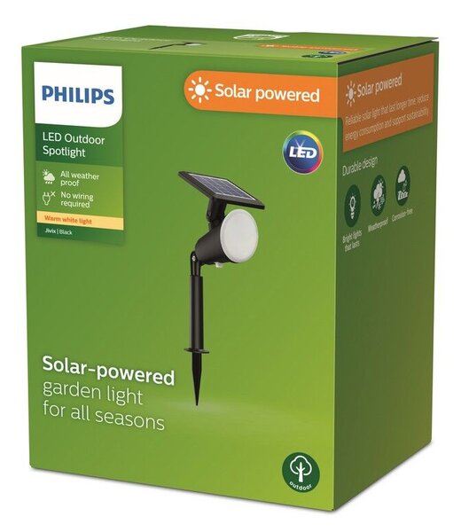Philips 8720169269132 Outdoor solar Jivix solárne zapichovacie svietidlo/reflektor LED 1,4W/150lm 2700K IP44 čierna