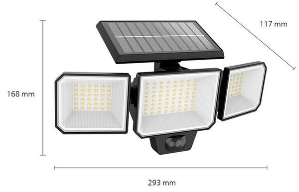 Philips 8720169269156 Outdoor solar Nysil solárne nástenné svietidlo bezpečnostné/reflektor so senzorom PIR LED 8,7W/1000lm 5000K IP65 čierna