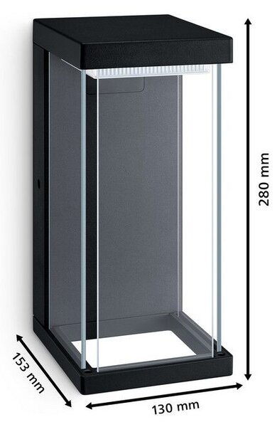 Philips 8720169266759 Outdoor Kyrie vonkajšie nástenné svietidlo LED 12W/1500lm 2700K IP44 čierna