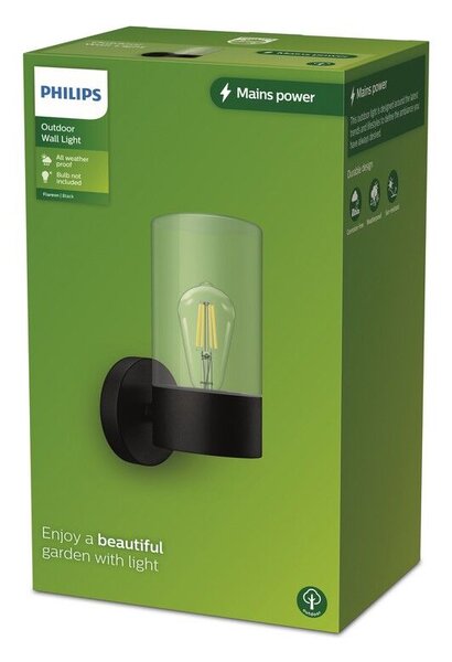 Philips 8720169266537 Outdoor Flareon vonkajšie nástenné svietidlo 1xE27 IP44 čierna