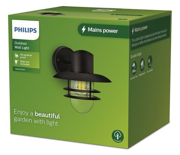 Philips 8720169266476 Outdoor Inyma vonkajšie nástenné svietidlo 1xE27 IP44 čierna