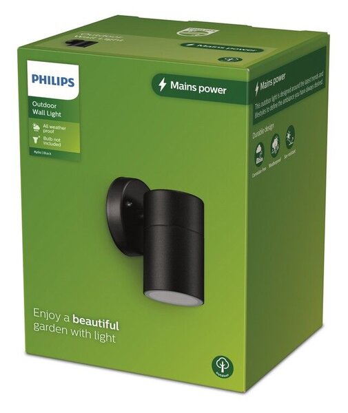 Philips 8720169266551 Outdoor Kylis vonkajšie nástenné svietidlo 1xGU10 IP44 čierna