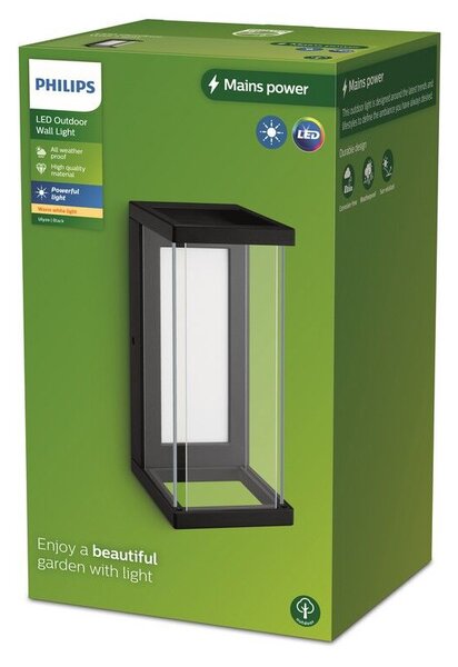 Philips 8720169266797 Outdoor Ulyzo vonkajšie nástenné svietidlo LED 12W/1500lm 2700K IP44 čierna