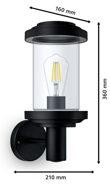 Philips 8720169266513 Outdoor Listra vonkajšie nástenné svietidlo 1xE27 IP44 čierna