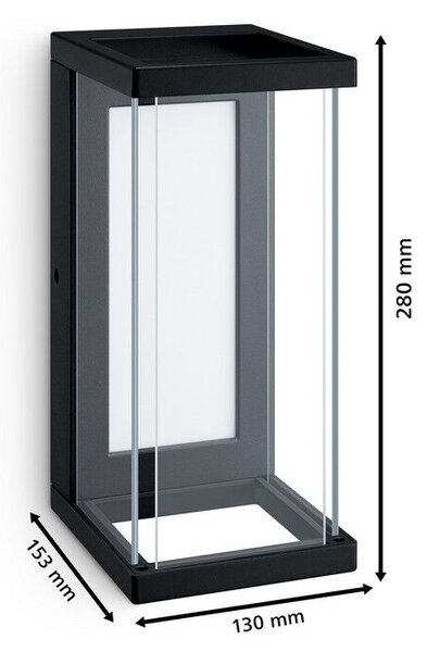 Philips 8720169266797 Outdoor Ulyzo vonkajšie nástenné svietidlo LED 12W/1500lm 2700K IP44 čierna