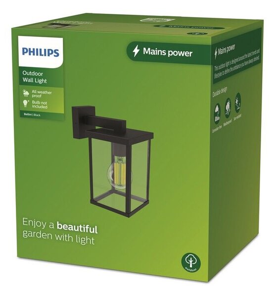 Philips 8720169266377 Outdoor Bellini vonkajšie nástenné svietidlo 1xE27 IP44 antracit