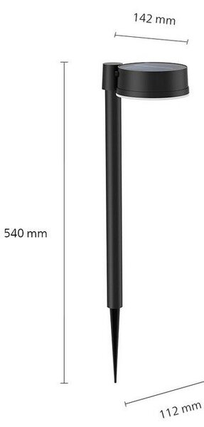 Philips 8720169265646 Outdoor solar Vynce solárne zapichovacie svietidlo/stĺpik LED 1,5W/200lm 2700K IP44 čierna