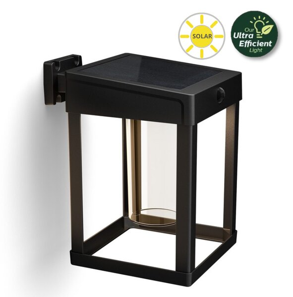 Philips 8720169263918 UltraEfficient Solar Camill solárne nástenné svietidlo so senzorom LED 1,4W 250/25lm 3000K IP44 čierna