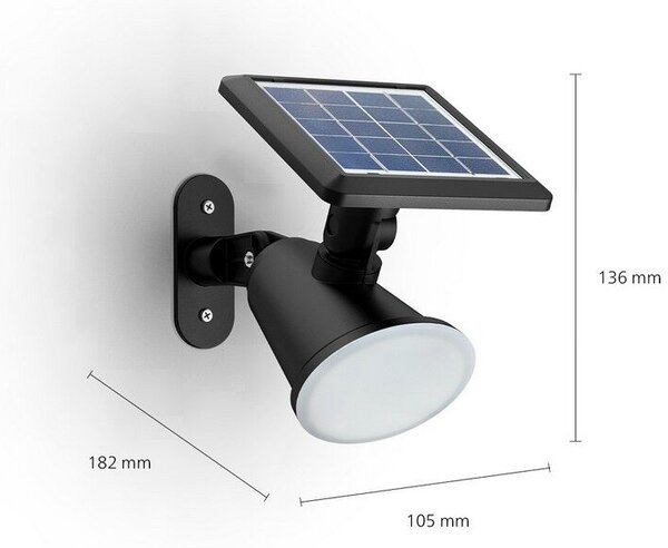 Philips 8720169265523 Outdoor solar Jivix solárne nástenné svietidlo LED 1,4W/150lm 2700K IP44 čierna