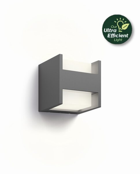 Philips 8720169263857 UltraEfficient Arbour Ultra Efficient vonkajšie nástenné svietidlo LED 3,8W/2x400lm 2700K IP44 antracit