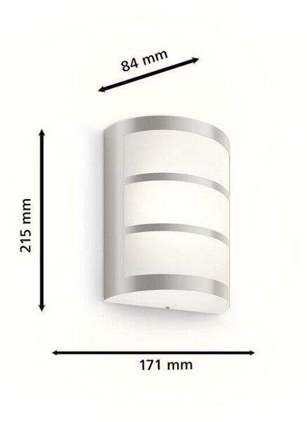 Philips 8720169263758 UltraEfficient Python vonkajšie nástenné svietidlo LED 3,8W/800lm 2700K IP44 nerez