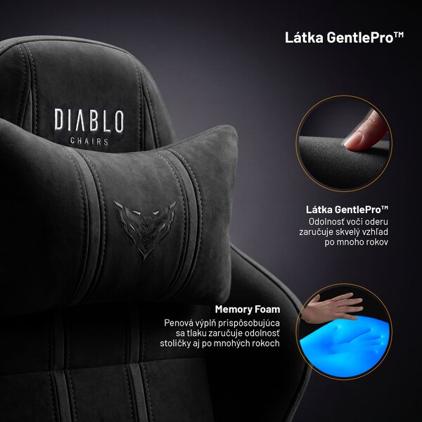 Látková herná stolička čierna Diablo X-One 2.0 Burned Black Normal