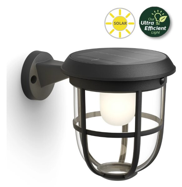 Philips 8720169267176 UltraEfficient Solar Radii solárne nástenné svietidlo so senzorom PIR LED 1,3W/250lm 3000K IP44 čierna