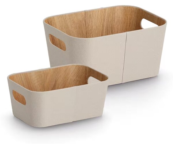 Zeller Present Úložný box s madlami, FABRIWOOD, béžový, 26 x 18 x 11