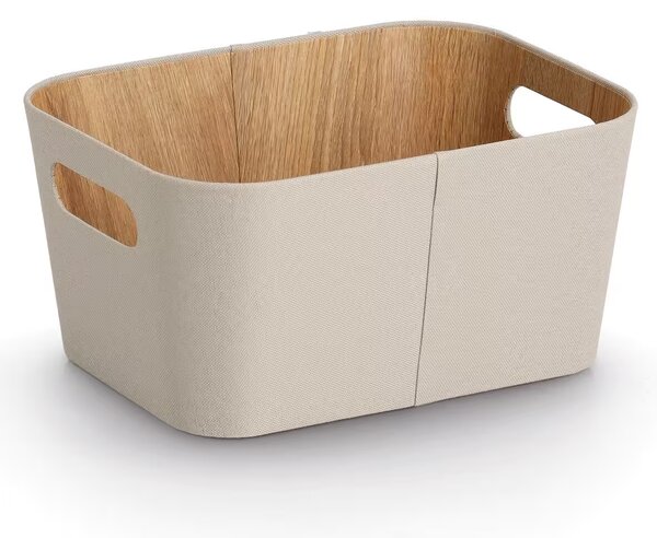 Zeller Present Úložný box s držadlami, FABRIWOOD, béžový, 30,5 x 23 x 15,2 cm