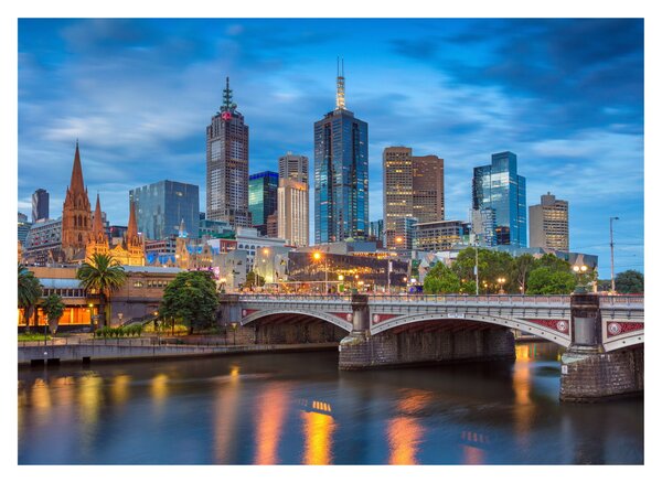 Sklenený obraz mesta Melbourne (70x50 cm)