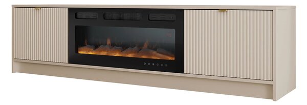 Široký televízny stolík s elektrickým krbom TABORO - béžový