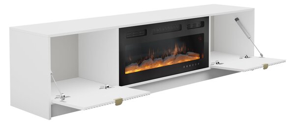 Široký televízny stolík s elektrickým krbom TABORO - béžový