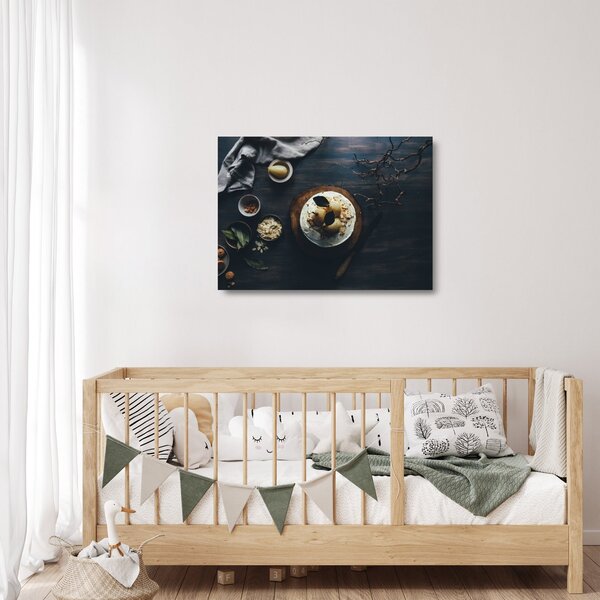 Sklenený obraz dezertu na stole (70x50 cm)