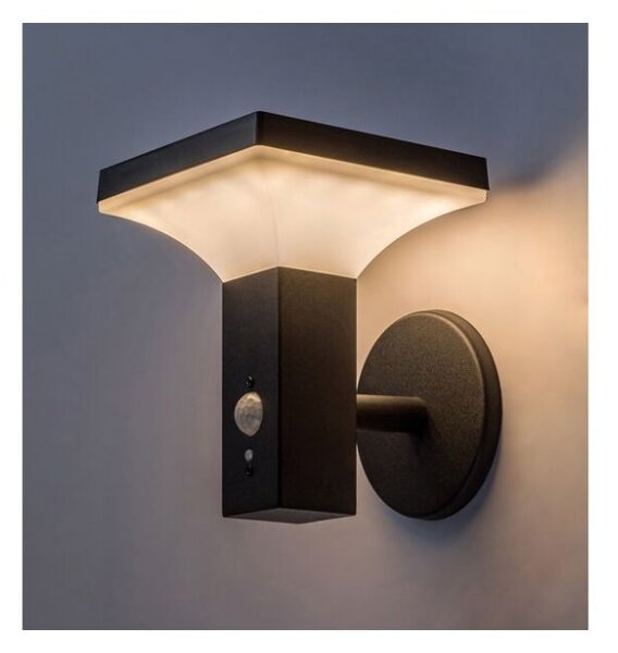RABALUX 77044 Geleen solárne nástenné svietidlo so senzorom LED 4W/400lm 3000K IP44 čierna, biela