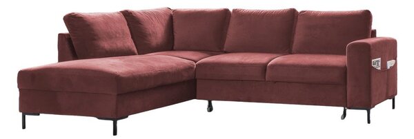 Ružová zamatová rozkladacia rohová pohovka (ľavý roh) Lofty Lilly – Miuform