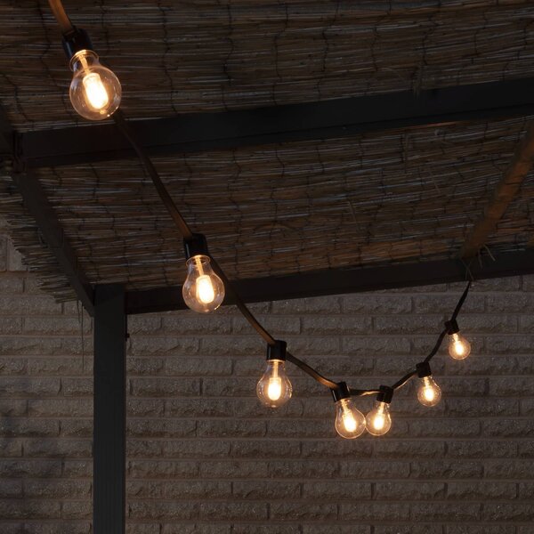 LED solárne reťazové svetlá Party, 6,2 W, jantárová farba, IP44, 1800 K, Krémová / jantárovo žltá, Plast, Moderný
