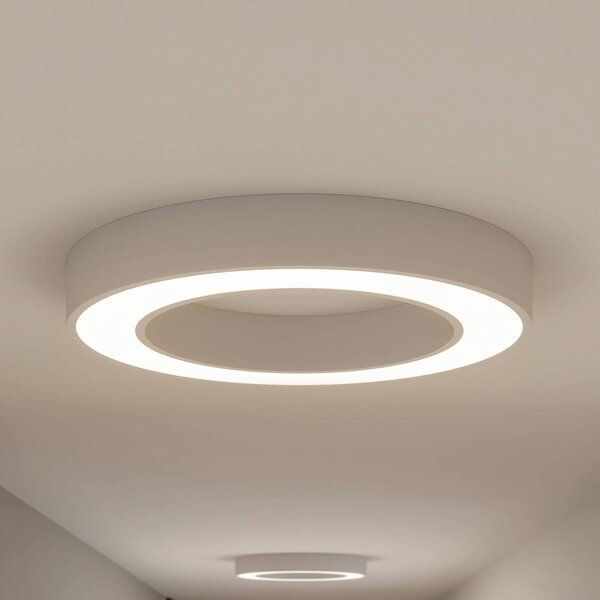 Arcchio Stropné LED svetlo Sharelyn, Ø 60 cm, biele, stmievateľné, Biela / opálová, Kuchyňa, Hliník, Moderný, Závesné svietidlo