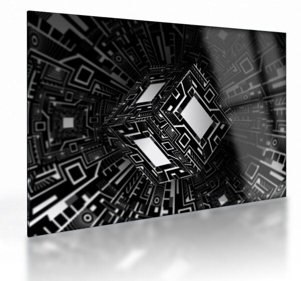 Sklenený obraz abstraktné kocky (70x50 cm)