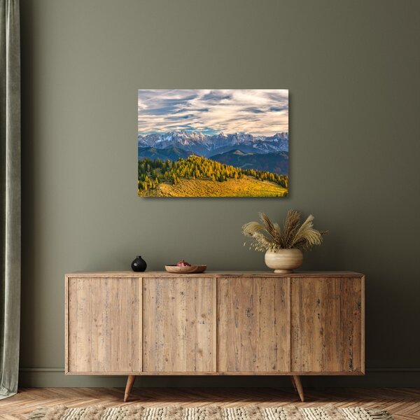 Sklenený obraz - horská panorama (70x50 cm)