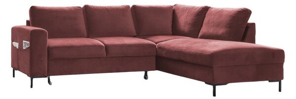 Ružová zamatová rozkladacia rohová pohovka (pravý roh) Lofty Lilly – Miuform