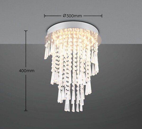 TRIO Reality R67341106 POMP stropné svietidlo SMD LED D300mm 18W/2400lm 2700-6500K chrómová, priehľadná, stmievateľné, diaľkový ovládač
