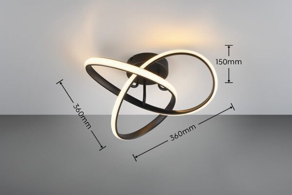 TRIO Reality R62101132 MEO stropné svietidlo SMD LED D400mm 15W/1800lm 3000K čierna matná