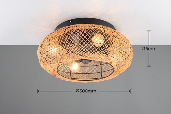 TRIO Reality R67302126 LILLESAND stropné svietidlo s ventilátorom 4xE27 D500mm čierna, béžové