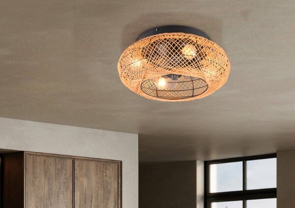 TRIO Reality R67302126 LILLESAND stropné svietidlo s ventilátorom 4xE27 D500mm čierna, béžové