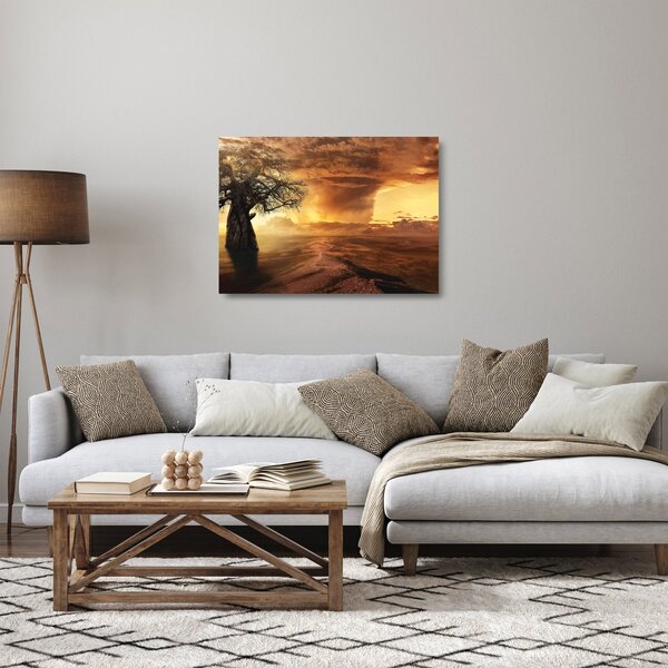Sklenený obraz oranžových mračien (70x50 cm)